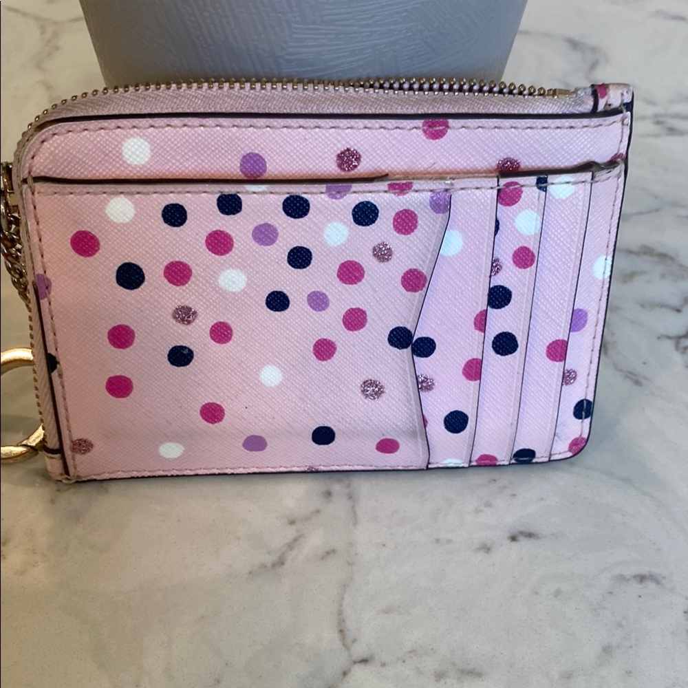 Kate Spade Pink Polka Dot Wallet card and coin wallet. - Picture 2 of 8
